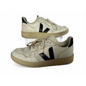 VEJA V-10 Leather Sneakers White/Black – Women’s Size US 8 (EU 41)